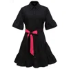 Smart And Joy Women's Skater Cotton Ruffle Dress - Black In Black