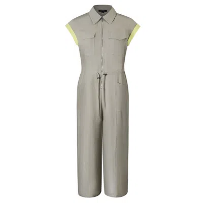 Smart And Joy Women's Sleeveless Shirt Collar Jumpsuit With Belt - Green In Gray