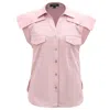 Smart And Joy Women's Sleeveless Shirt With Flaps On Shoulders - Rose Gold In Rose Gold