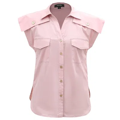 Smart And Joy Women's Sleeveless Shirt With Flaps On Shoulders - Rose Gold