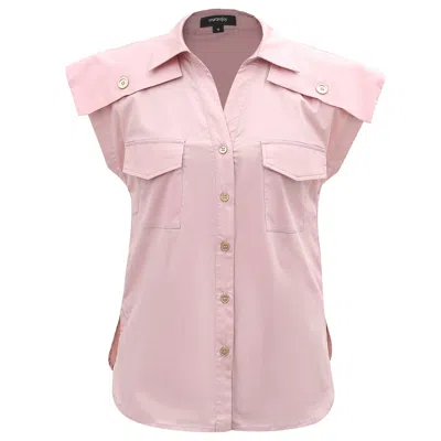 Smart And Joy Women's Sleeveless Shirt With Shoulder Flaps  - Pink