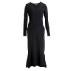Smart And Joy Women's Slim V-neck Sweater Midi Dress- Black In Black