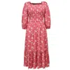 Smart And Joy Women's Smocks Flared Dress With Flower Print
