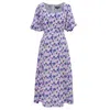 Smart And Joy Women's Square Neckline Liberty Print Dress - Multicolour