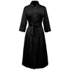 Smart And Joy Women's Stitched Pleats Shirt-dress - Black In Black