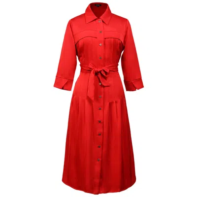 Smart And Joy Women's Stitched Pleats Shirt-dress - Red