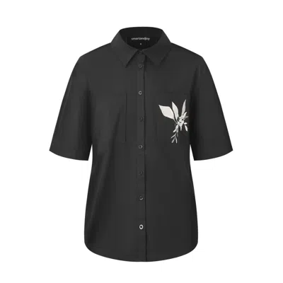 Smart And Joy Women's Stretch Cotton Shirt - Black