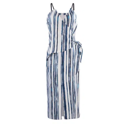 Smart And Joy Women's Stripe Print Wrap Effect Dress In Multi