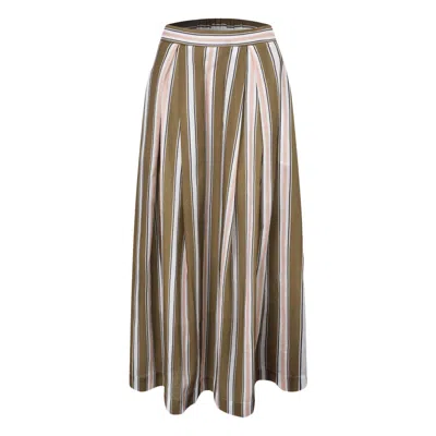 Smart And Joy Women's Striped Midi Skirt With Cotton Lining - Brown In Multi