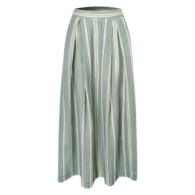 Smart And Joy Women's Striped Midi Skirt With Cotton Lining - Green