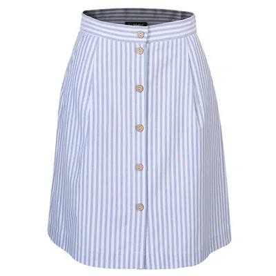 Smart And Joy Women's Striped Short Skirt Buttoned - Blue