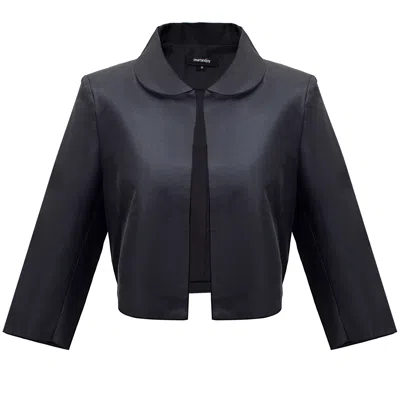 Smart And Joy Women's Taffeta Crop Jacket - Black