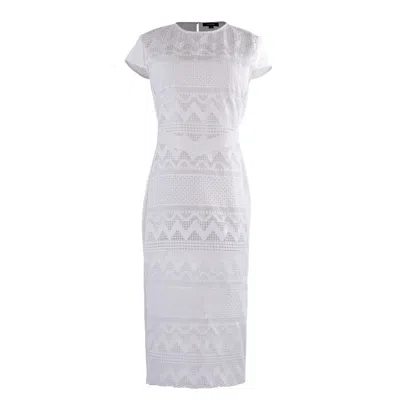 Smart And Joy Women's Tailor Cap Sleeves Lace Dress - White