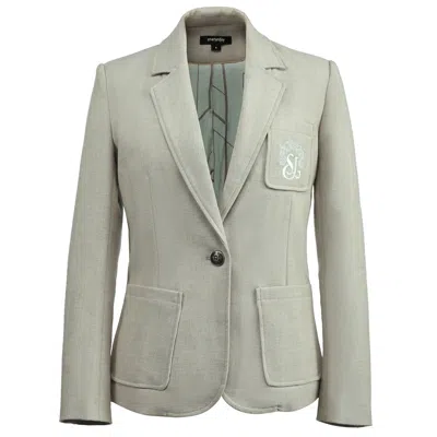 Smart And Joy Women's Tailored Blazer With Badge - Brown In Gray