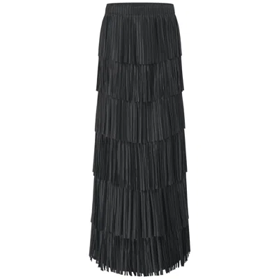Smart And Joy Women's Tiered Frill Mesh Skirt - Black