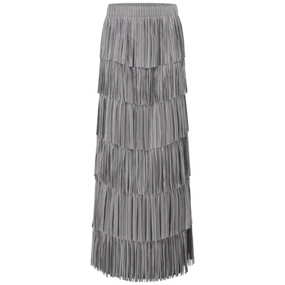 Smart And Joy Women's Tiered Frill Mesh Skirt - Silver