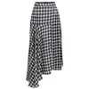 Smart And Joy Women's Trapeze Skirt With Plunging Hem And Houndstooth Print - Black & White In Black