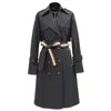 Smart And Joy Women's Trench With Contrasting Belt - Black In Gray