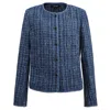Smart And Joy Women's Tweed Round Neck Jacket - Blue In Blue