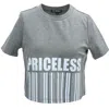 Smart And Joy Women's Typo Print Crop T-shirt - Grey In Grey