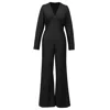 Smart And Joy Women's V-cleavage Jumpsuit - Black In Black