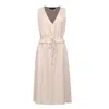 Smart And Joy Women's V-neckline Adjustable Waist Midi Dress - Neutrals