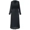 Smart And Joy Women's V-neckline Long Blouse-dress - Black In Black