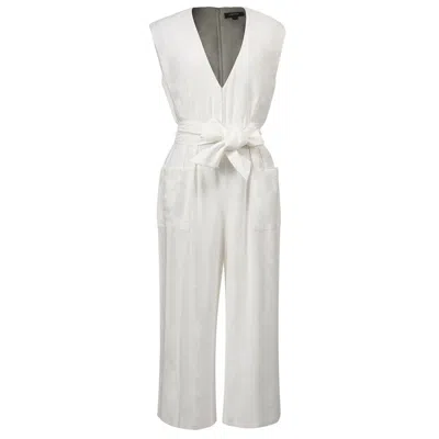 Smart And Joy Women's V-neckline Patch Pocket Shirt-dress - White
