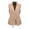 Smart And Joy Women's Waistcoat With Drawstring  - Brown In Brown