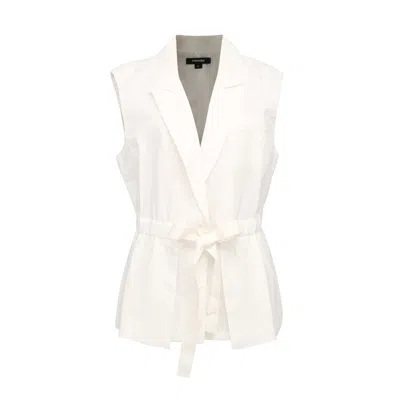 Smart And Joy Women's Waistcoat With Drawstring - White
