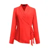 Smart And Joy Women's Warp Long Sleeves Blouse - Red In Red