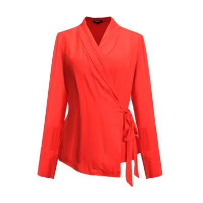 Smart And Joy Women's Warp Long Sleeves Blouse - Red