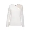 Smart And Joy Women's White Asymmetric Milano And Tulle Top In White