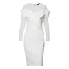 Smart And Joy Women's White Bobycon Bardot Dress In White