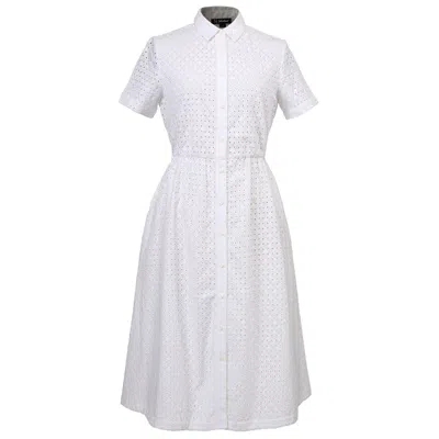 Smart And Joy Women's White Eyelet Cotton Lace Shirt-dress