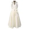 Smart And Joy Women's White Fit-and-flare Taffeta Beaded Cocktail Dress - Cream In White