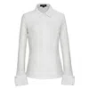 Smart And Joy Women's White Fitted Long Sleeves Lace Shirt In White