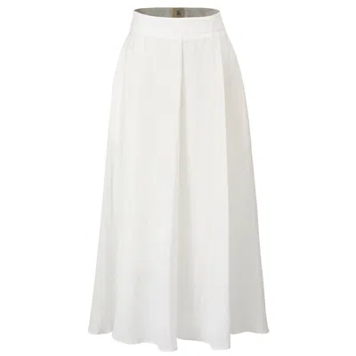 Smart And Joy Women's White Flared Tulip Long Skirt