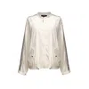 Smart And Joy Women's White Light Embossed Bomber Jacket In White