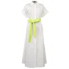 Smart And Joy Women's White Minimalist Shirt Dress And Contrasted Belt In White