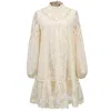 Smart And Joy Women's White Multiple Laces And Tulle Baby-doll Dress In White