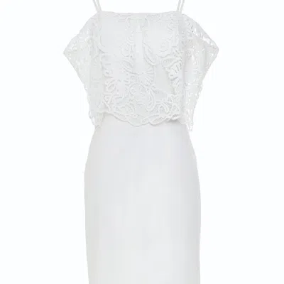Smart And Joy Women's White Open Shoulders Top Lace Dress