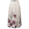 Smart And Joy Women's White Placement Floral Print Trapeze Skirt In White