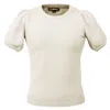 Smart And Joy Women's White Short Sleeves Round Neckline  Knit Top In White