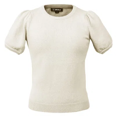 Smart And Joy Women's White Short Sleeves Round Neckline  Knit Top