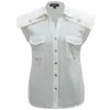 Smart And Joy Women's White Sleeveless Shirt With Flaps On Shoulders In White