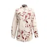 Smart And Joy Women's White Straight Shirt With Marble Effect Print In White