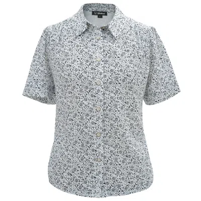Smart And Joy Women's White Straight Short Sleeves Shirt With Floral Print