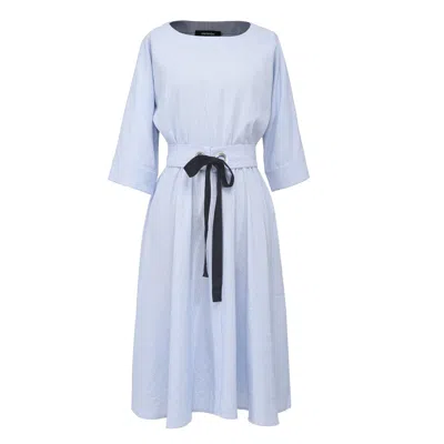 Smart And Joy Women's Wide-belt Flared Dress -blue