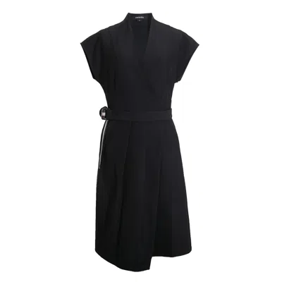 Smart And Joy Women's Wrap Effect V-neck Dress - Black
